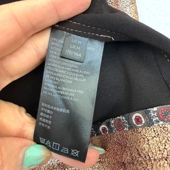 Anthropologie Metallic Bronze Gold Moto Jacket Faux Leather Biker Medium - Picture 5 of 6